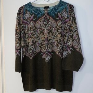 Talbots Blue and Brown Cashmere Sweater